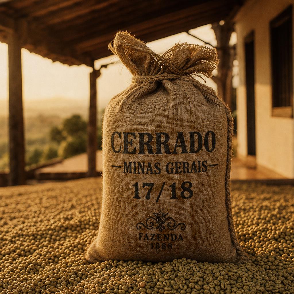 Cerrado Screen 17/18 coffee sack on drying patio